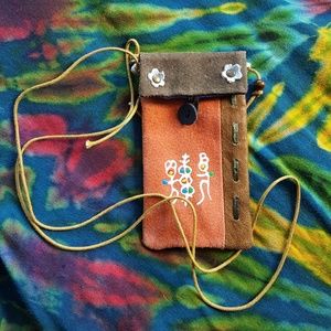 Suede Boho Necklace Money Trinket Pouch